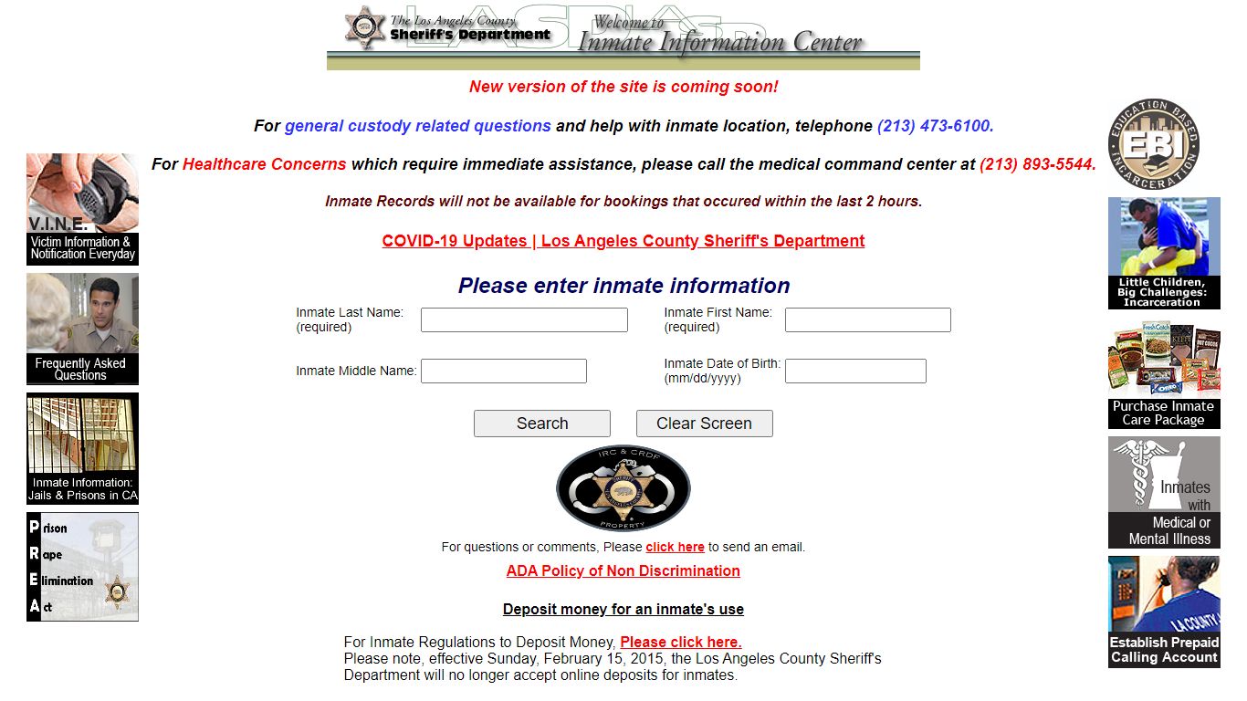 LASD Inmate Information Center - Inmate Search